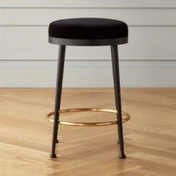 Atlas Black Velvet Counter Stool Set Of 2