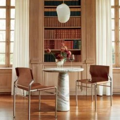 Surf Sling Brown Leather Dining Chair Set Of 4 -Home Series Shop BabylonTorrentoRoundSmallSP21 1x1