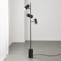 Trio Matte Black Floor Lamp