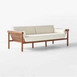 Bonelli Teak Outdoor Sofa With Ivory Sunbrella® Cushions -Home Series Shop BonelliSofa3QSSS23