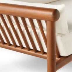 Bonelli Teak Outdoor Sofa With Ivory Sunbrella® Cushions -Home Series Shop BonelliSofaAV2SSS23