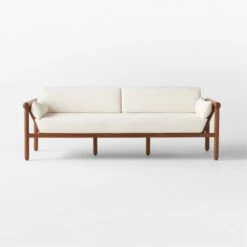 Bonelli Teak Outdoor Sofa With Ivory Sunbrella® Cushions -Home Series Shop BonelliSofaSOSSS23