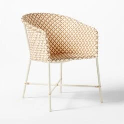 Brava Neutral And White Wicker Outdoor Dining Armchair -Home Series Shop BravaDnngLngChairWhtNNat3QSSS23