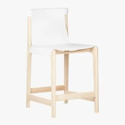 Burano White Leather Sling Counter Stool Set Of 2 -Home Series Shop BuranoCounterStool24inWht3QFF18