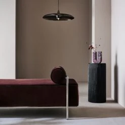 Giro Small Black Rattan Pedestal Table -Home Series Shop CB2FA22 01D light