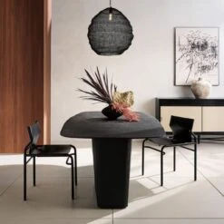 Surf Sling Black Leather Dining Chair Set Of 4 -Home Series Shop CB2FA22 15A V1