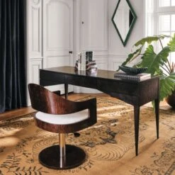 Spillo 2-Drawer Black Burl Wood Desk -Home Series Shop CB2FA22 18A Hero 1