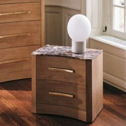 Kingsbury Tall 4-Drawer Curved Oak Wood Dresser With Marble Top -Home Series Shop CB2FA22 20B Hero 1