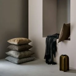 Pieced Camel Suede Throw Pillow With Feather-Down Insert 20" -Home Series Shop CB2FA22 39A hero