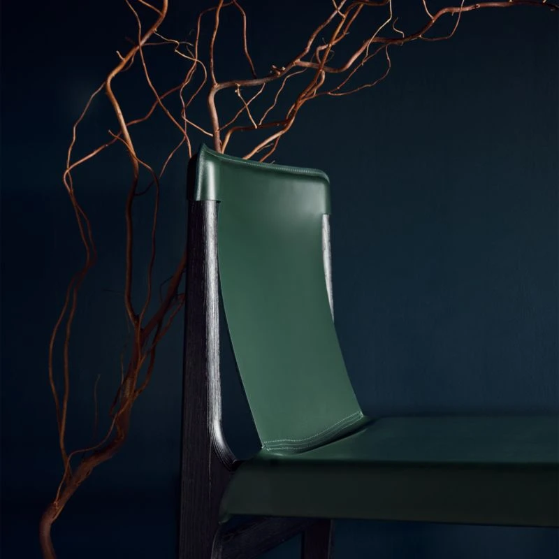 Burano Green Leather Sling Chair Set Of 4 4 Burano Green Leather Sling Chair Set Of 4 - Image 2