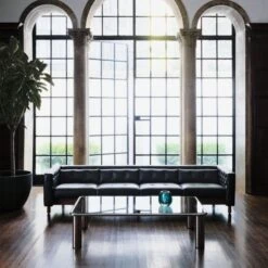 Marconi 4-Seater Tufted Black Leather Sofa -Home Series Shop CB2FA22 FR 04 V2