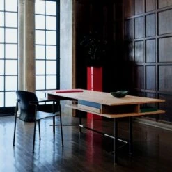 Portofino Cerused White Oak Wood Desk -Home Series Shop CB2FA22 FR 09A Hero 1