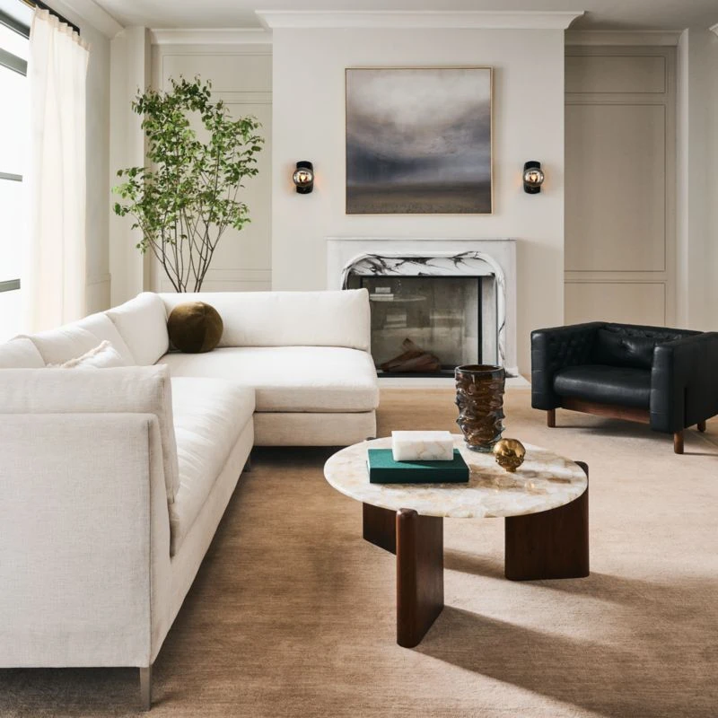 Decker 2-Piece L-Shaped White Performance Fabric Sectional Sofa With Right Arm Chaise 4 Decker 2-Piece L-Shaped White Performance Fabric Sectional Sofa With Right Arm Chaise - Image 2