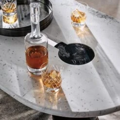 Liguria Oval White Marble Coffee Table With Black Marble Base -Home Series Shop CB2HOL22 02B hero