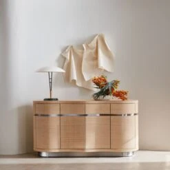Milbrae Curved Grasscloth Credenza -Home Series Shop CB2SP23 20D v5 RET