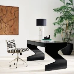 Perno 2-Drawer High-Gloss Black Oak Wood Desk -Home Series Shop CB2SP23 PR 02A V1 1