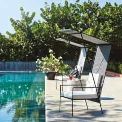 Pavilion Black Outdoor Cabana Chair With Sunbrella Cushion And Shade Model 6571 -Home Series Shop CB2SU22 17A v2 RET