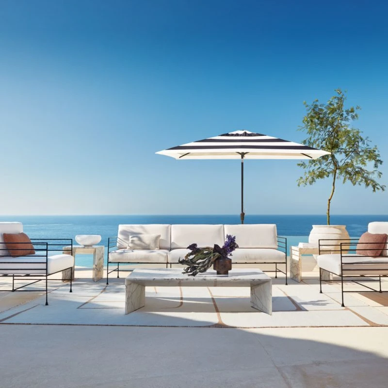 Ilise White Marble Outdoor Side Table 4 Ilise White Marble Outdoor Side Table - Image 2