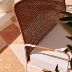 Colombe Ivory Metal And Rattan Outdoor Loveseat With Ivory Sunbrella® Cushions -Home Series Shop CB2SU23 RC 04B Det 002