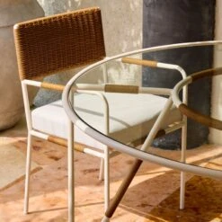 Colombe Round Ivory Metal Outdoor Dining Table With Glass Top -Home Series Shop CB2SU23 RC 04C Det 005 1