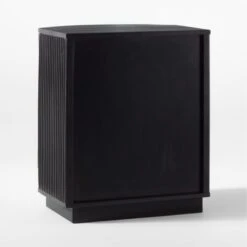 Cameo Curved Black Wood Nightstand With Drawer -Home Series Shop CameoBlkCrvdNightstand3QBSSS22