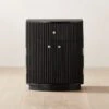 Cameo Curved Black Wood Nightstand With Drawer