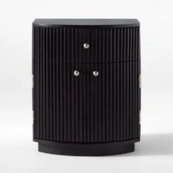 Cameo Curved Black Wood Nightstand With Drawer -Home Series Shop CameoBlkCrvdNightstandSOSSS22