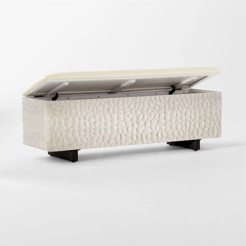 Carve Ivory Storage Bench 7 Carve Ivory Storage Bench - Image 5