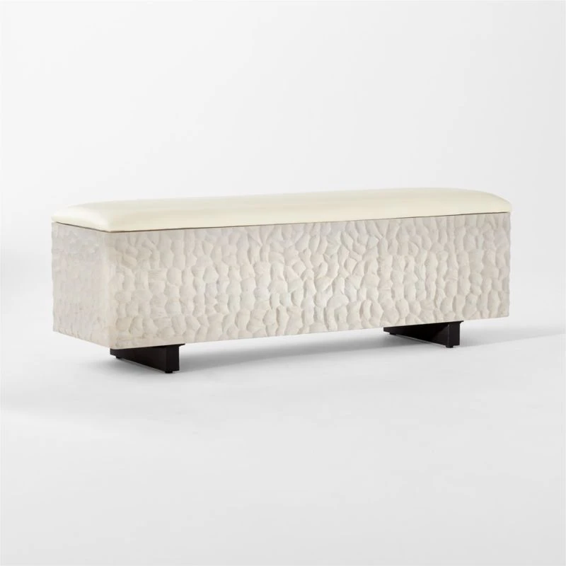 Carve Ivory Storage Bench 6 Carve Ivory Storage Bench - Image 4
