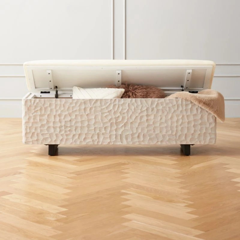 Carve Ivory Storage Bench 4 Carve Ivory Storage Bench - Image 2