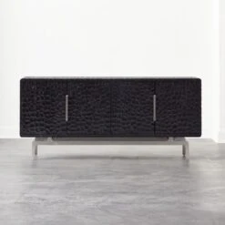 Carved Black Wood Credenza