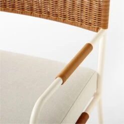 Colombe Ivory Metal And Rattan Outdoor Dining Armchair With Ivory Sunbrella® Cushion -Home Series Shop ColombeBlancDiningChairAV2SSS23