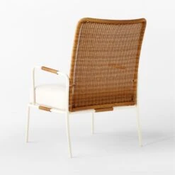 Colombe Ivory Metal And Rattan Outdoor Lounge Chair With Ivory Sunbrella® Cushions -Home Series Shop ColombeBlancLoungeChair3QBSSS23