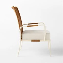 Colombe Ivory Metal And Rattan Outdoor Lounge Chair With Ivory Sunbrella® Cushions -Home Series Shop ColombeBlancLoungeChairSDSSS23