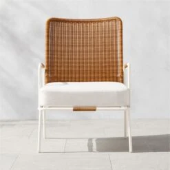Colombe Ivory Metal And Rattan Outdoor Lounge Chair With Ivory Sunbrella® Cushions