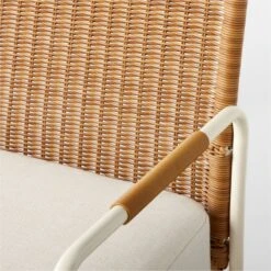 Colombe Ivory Metal And Rattan Outdoor Loveseat With Ivory Sunbrella® Cushions -Home Series Shop ColombeBlancLoveseatAVSSS23