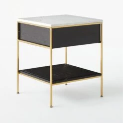 Connoisseur 2-Drawer Black Oak Wood Nightstand With Marble Top Model 8714 -Home Series Shop ConnoisseurNightstand3QBSSS21