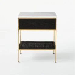 Connoisseur 2-Drawer Black Oak Wood Nightstand With Marble Top Model 8714 -Home Series Shop ConnoisseurNightstandSDSSS21