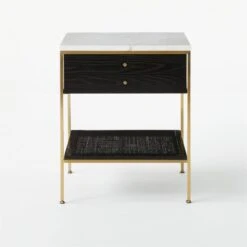 Connoisseur 2-Drawer Black Oak Wood Nightstand With Marble Top Model 8714 -Home Series Shop ConnoisseurNightstandSOSSS21