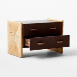 Crillo 2-Drawer Brown Nightstand With Mirror Top -Home Series Shop CrilloNatNightstand3QAVSSF21