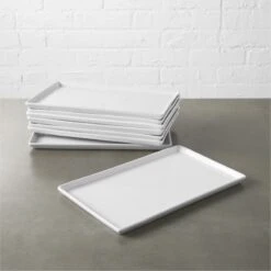 Cuatro Rectangular White Serving Platter Medium Set Of 8