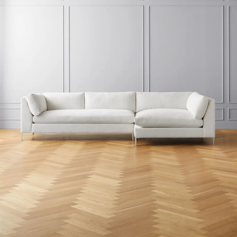 Decker 2-Piece L-Shaped White Performance Fabric Sectional Sofa With Right Arm Chaise 3 Decker 2-Piece L-Shaped White Performance Fabric Sectional Sofa With Right Arm Chaise