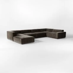 Faible 6-Piece U-Shaped Grey Performance Velvet Sectional Sofa With Right Arm -Home Series Shop FaibleGreyVlvtRA6PcSect3QSSS23