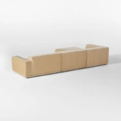 Faible 4-Piece Wheat Performance Velvet Sectional Sofa With Right Arm -Home Series Shop FaibleWhtVlvtRA4PcSect3QBSSS23