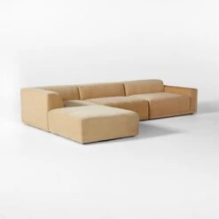 Faible 4-Piece Wheat Performance Velvet Sectional Sofa With Right Arm -Home Series Shop FaibleWhtVlvtRA4PcSect3QSSS23