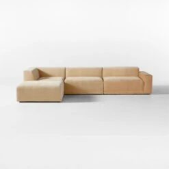 Faible 4-Piece Wheat Performance Velvet Sectional Sofa With Right Arm -Home Series Shop FaibleWhtVlvtRA4PcSectSOSSS23