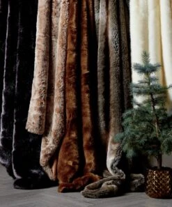 Light Grey Faux Fur Throw Blanket -Home Series Shop FauxFurThrowsColadaLargeOC18