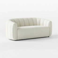 Fitz Channeled White Boucle Loveseat -Home Series Shop FitzCreamBclLoveseat3QSSS23