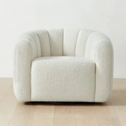 Fitz Channeled White Boucle Swivel Chair Set Of 2