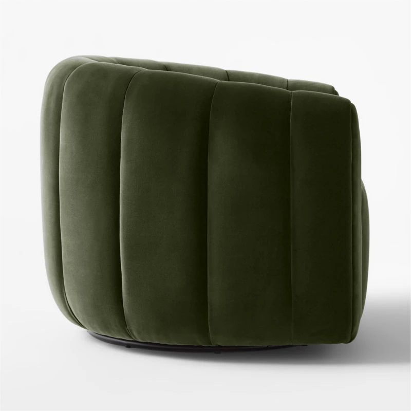 Fitz Channeled Green Velvet Swivel Chair 7 Fitz Channeled Green Velvet Swivel Chair - Image 5
